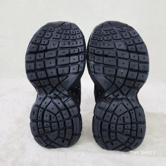 Cush Dazzle Sport Rhinestone Comfy Platform Light Weight Sneakers Black - Picture 3 of 7